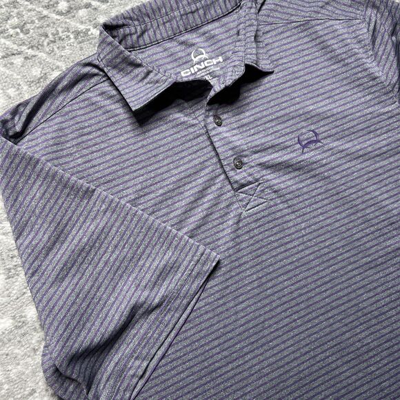 Cinch Men Golf Polo Shirt XL Wrinkle Resistant Performance Purple Grey Office - Picture 2 of 8